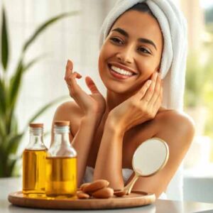 Mandelöl ist ein wertvolles Naturprodukt, das sich hervorragend für die Pflege von Gesicht und Körper eignet. Um die positiven Eigenschaften dieses Öls optimal zu nutzen, möchten wir Ihnen eine ausführliche Anleitung zur Anwendung geben. Zunächst sollten Sie darauf achten, dass das Mandelöl von hoher Qualität und möglichst kaltgepresst ist, um alle wertvollen Inhaltsstoffe zu erhalten. Für die Gesichtspflege empfiehlt es sich, das Mandelöl nach der Reinigung Ihrer Haut anzuwenden. Geben Sie dazu einige Tropfen des Öls auf Ihre Fingerspitzen und massieren Sie es sanft in die noch leicht feuchte Haut ein. Das Öl zieht schnell ein, spendet Feuchtigkeit und kann dabei helfen, die Haut geschmeidig und zart zu halten. Es eignet sich besonders gut für trockene und empfindliche Hauttypen, da es beruhigend wirkt und Irritationen vorbeugen kann. Auch für die Körperpflege ist Mandelöl sehr gut geeignet. Nach dem Duschen oder Baden können Sie das Öl auf die noch feuchte Haut auftragen und mit sanften, kreisenden Bewegungen einmassieren. Dadurch wird die Haut intensiv mit Feuchtigkeit versorgt und erhält eine angenehme Geschmeidigkeit. Besonders an trockenen Stellen wie Ellbogen, Knien oder Fersen kann das Mandelöl unterstützend wirken. Bitte beachten Sie, dass Mandelöl ein Naturprodukt ist und bei Allergien gegen Nüsse nicht verwendet werden sollte. Führen Sie im Zweifelsfall vor der ersten Anwendung einen kleinen Verträglichkeitstest durch. Mit dieser sorgfältigen Anwendung können Sie die pflegenden Eigenschaften von Mandelöl optimal nutzen und Ihre Haut auf natürliche Weise verwöhnen.